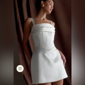 Meshki Isabel Elegant White Satin Dress